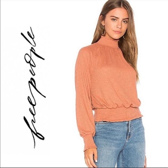 Free People Tops - FREE PEOPLE Boulevard coral ruffle mock neck l/s top medium new without tags